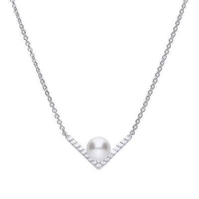 Collar Diamonfire  con pavé de circonitas decorado con perla