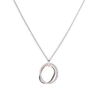 Collar Diamonfire oval bicolor plata y circonitas