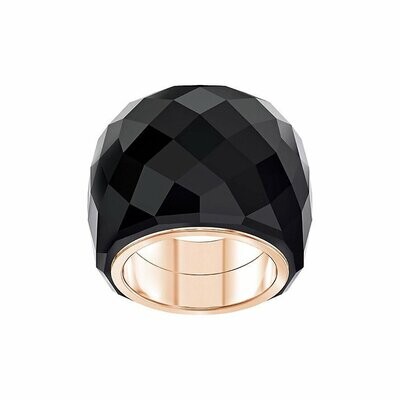 Anillo Swarovski Nirvana, negro, PVD en tono oro rosa