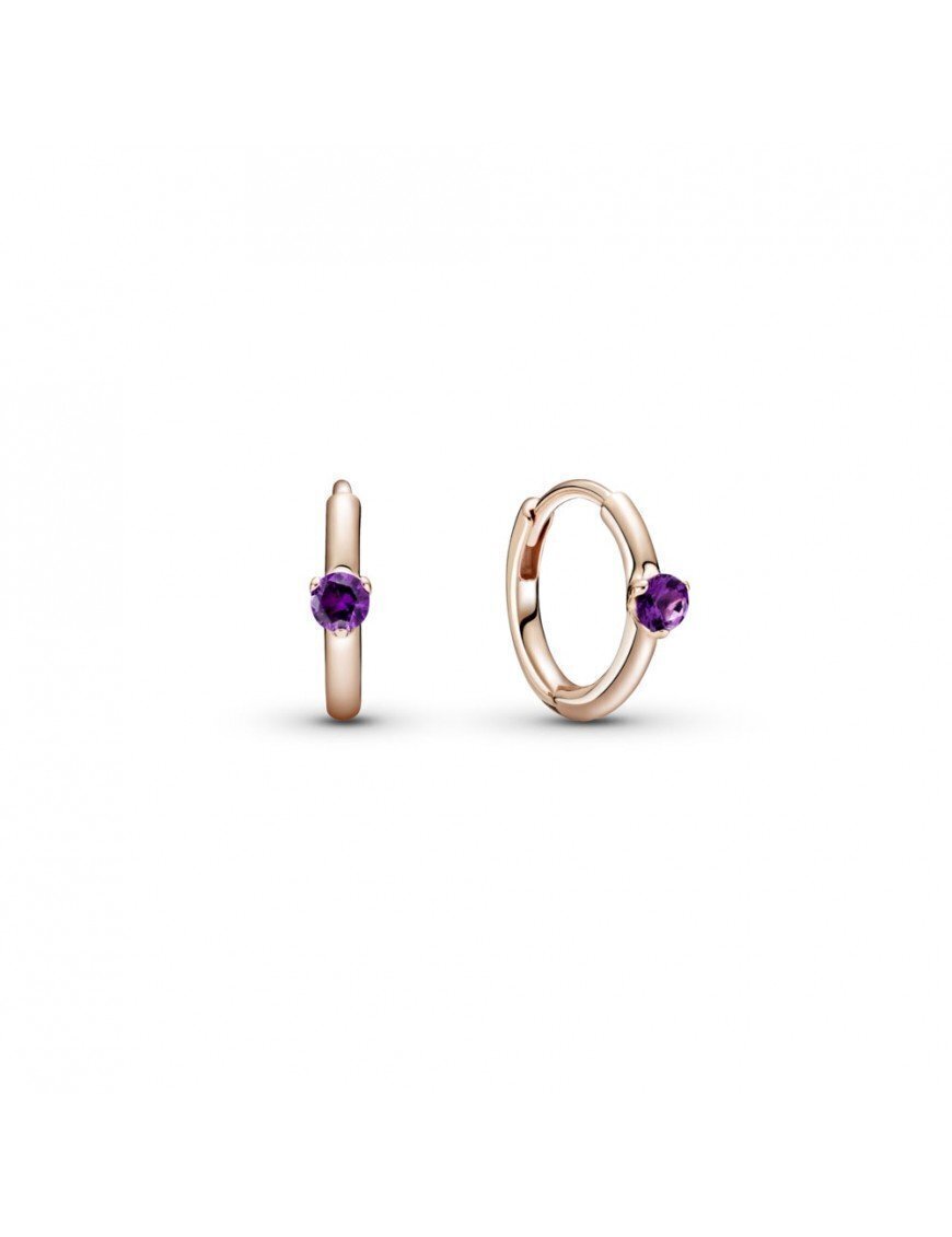 PENDIENTES PANDORA  aro Solitario Morado