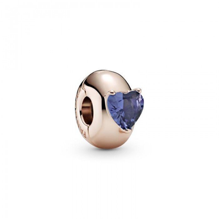CHARM PANDORA Clip Corazón Solitario Azul