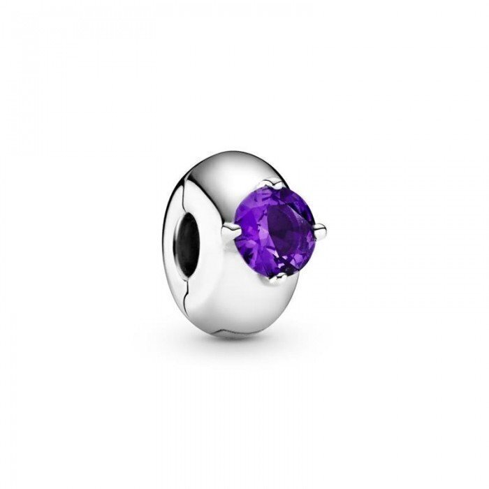 CHARM PANDORA Clip Círculo Solitario Morado