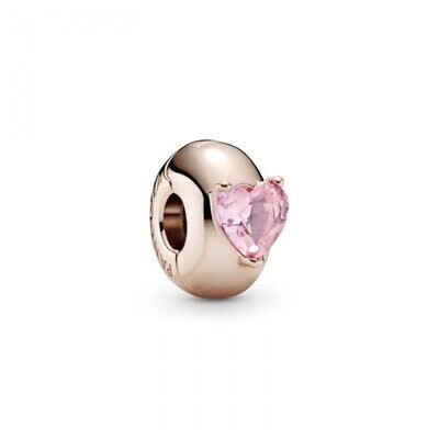 CHARM PANDORA Clip Corazón Solitario Rosa