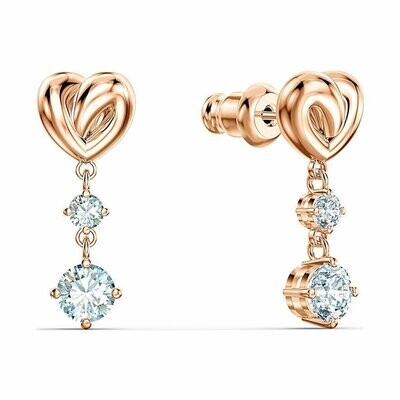 Pendientes SWAROVSKI  Lifelong Heart, blanco, baño tono oro rosa