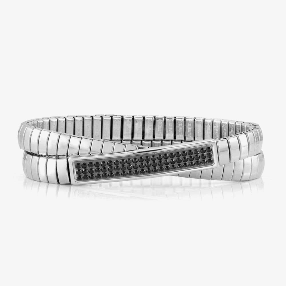DOUBLE EXPANDABLE NOMINATION BRACELET WITH BLACK ZIRCONS