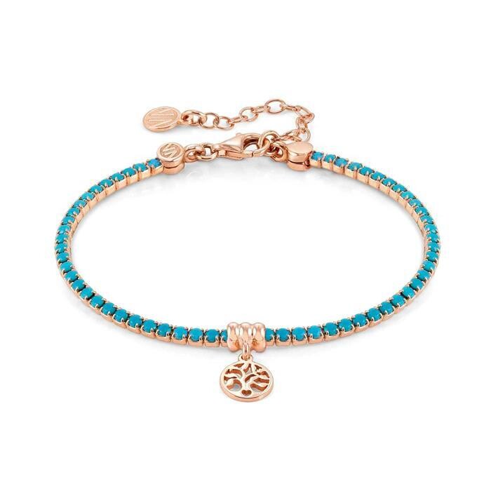 Nomination Chic&Charm Tree of Life Bracelet Pink Plated Silver and Turquoise Zircons
