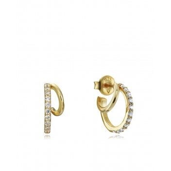 Pendientes Viceroy Plata de ley con baño de oro y doble aro.