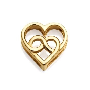 ​Motivo de acero IP dorado con dos corazones