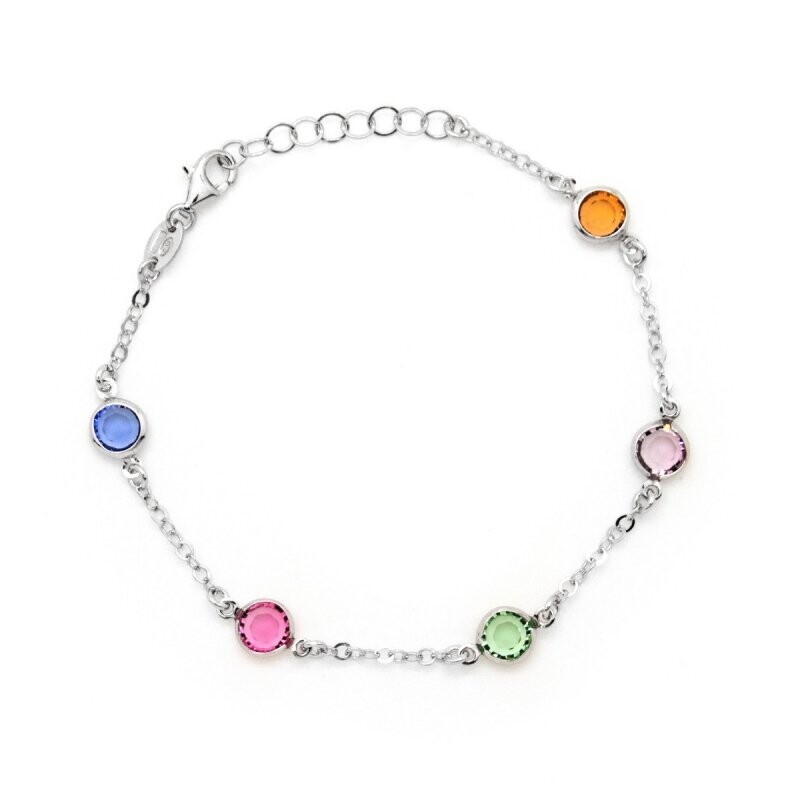 VICTORIA CRUZ Pulsera círculos multicolor de Basic de plata