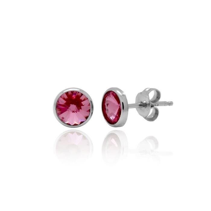 VICTORIA CRUZ Pendientes cristal rose XS de Basic en plata