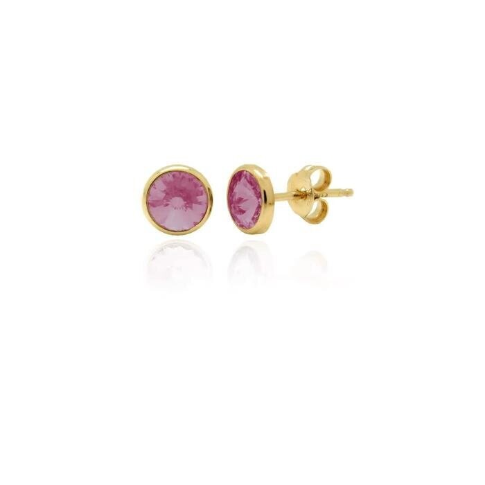 VICTORIA CRUZ Pendientes cristal light rose XS de Basic en bañados en oro