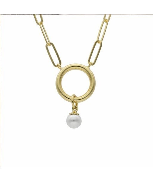 VICTORIA CRUZ Collar circulo perla de Greta bañado en oro