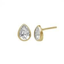 VICTORIA CRUZ Pendientes lágrima crystal XS de Essential bañados en oro
