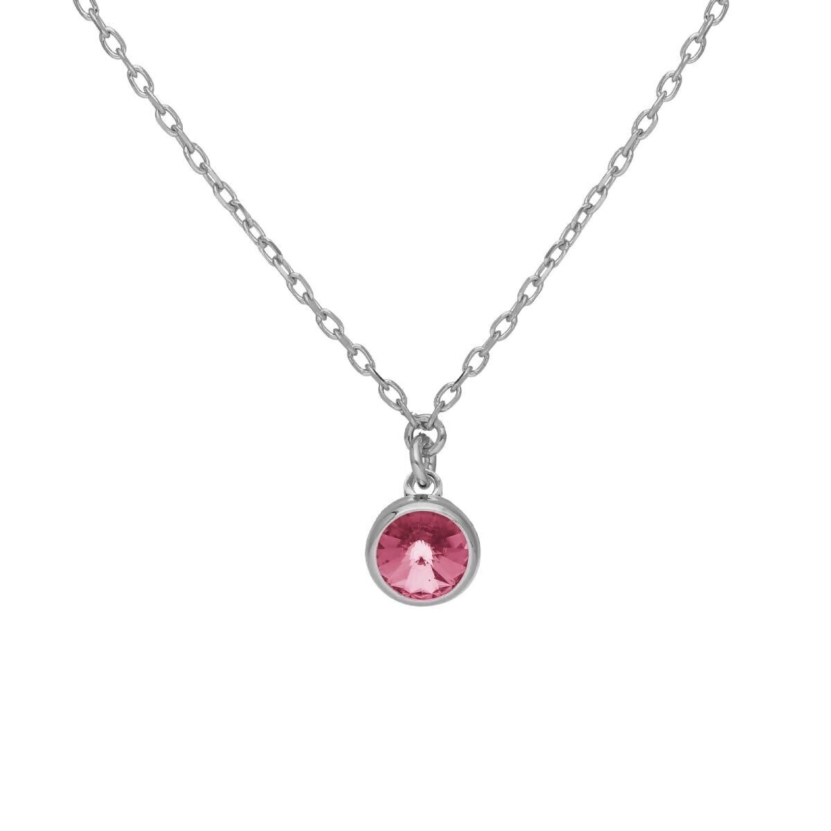 VICTORIA CRUZ Collar cristal rose XS de Basic en plata