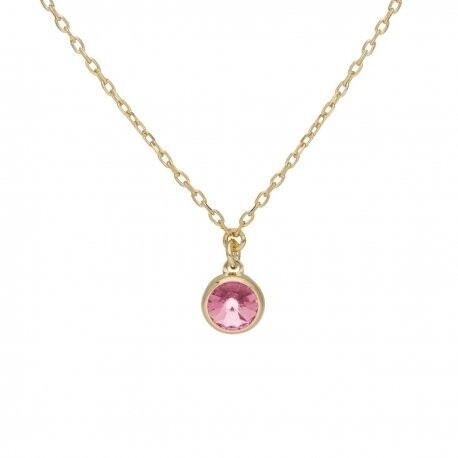 VICTORIA CRUZ Collar cristal light rose XS de Basic bañado en oro