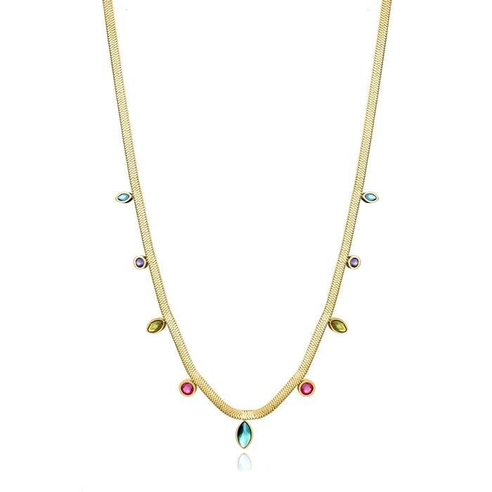 Collar Viceroy Fashion Chic Acero Baño Oro y Piedras Multicolor