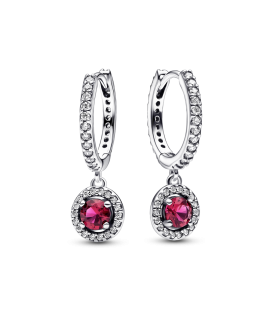 Pendientes PANDORA  de Aro Circulo Rojo Brillante