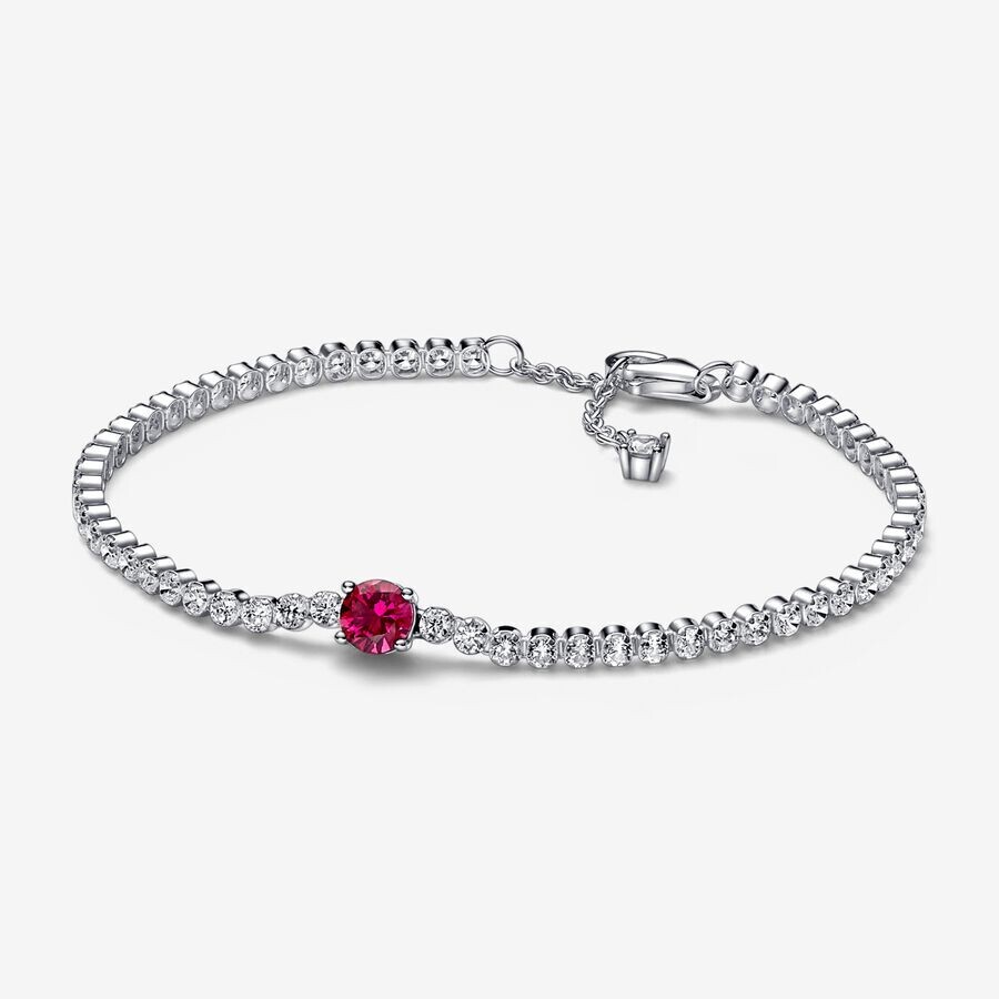 Pulsera Pandora  Tenis Gema Roja Redonda en Pave
