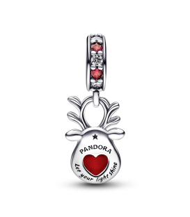 Charm Pandora  colgante de Murano Reno de la Nariz Roja
