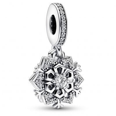 Charm Pandora  Colgante Doble Copo de Nieve Brillante