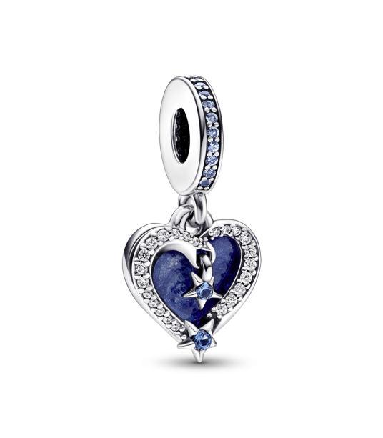 Charm  Pandora colgante Doble Corazón Estrella Fugaz