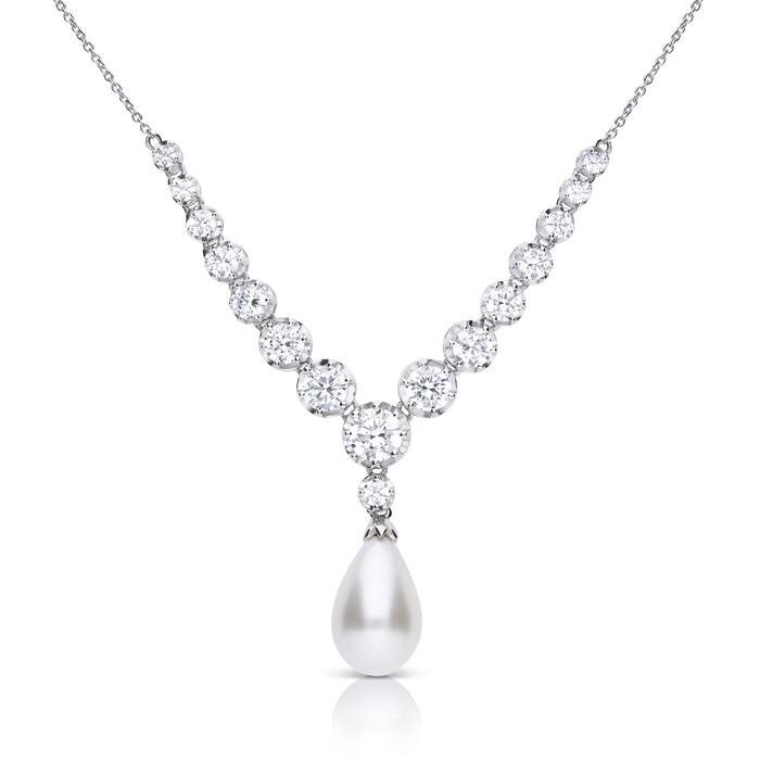 Diamondfire Collar de perlas de plata 925/- con circonita