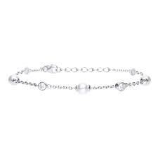 Diamondfire Pulsera de perlas de plata 925/- con circonitas