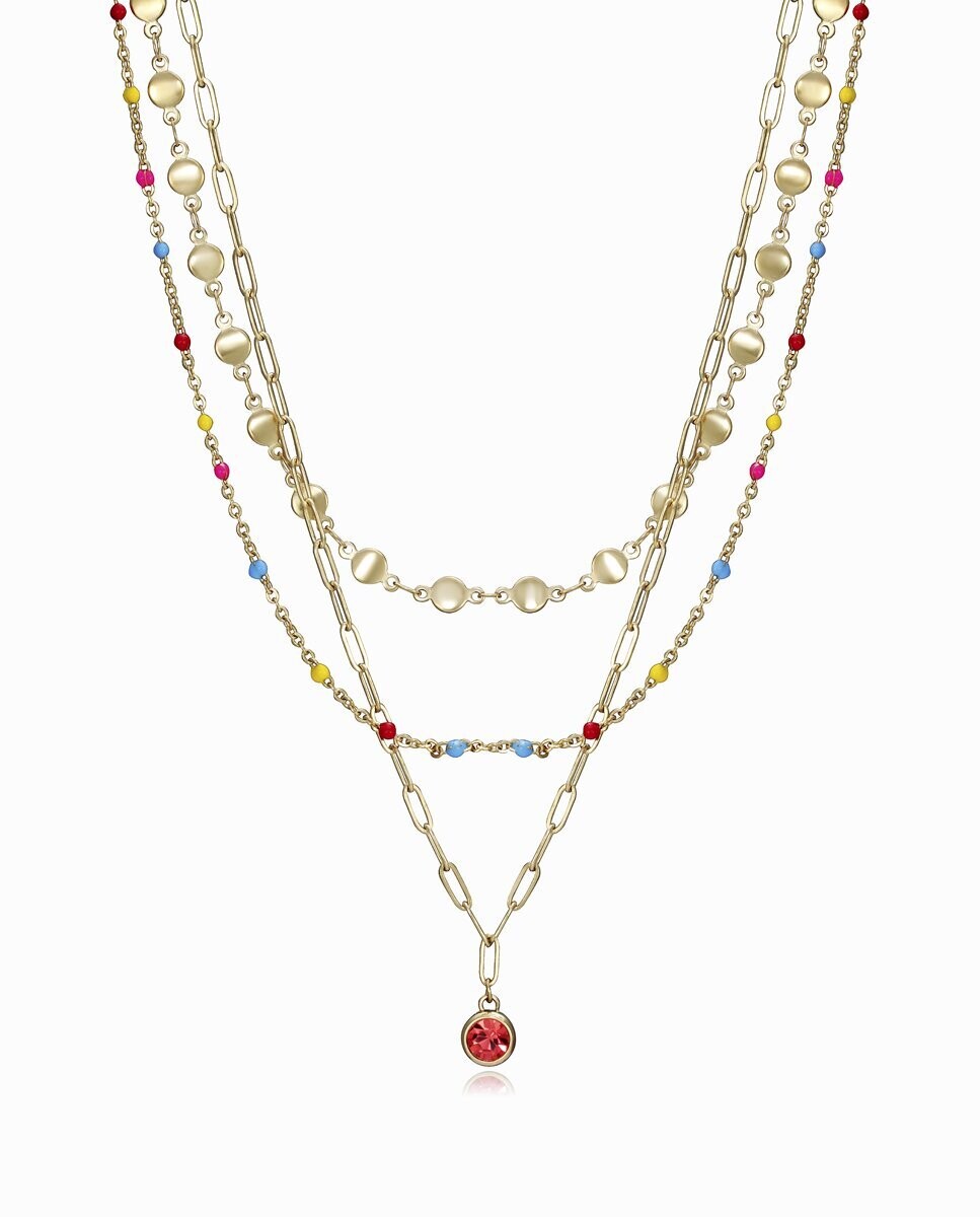 Collar Viceroy Kiss de acero en Ip dorado, 3 cadenas