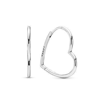 Pendientes Pandora aro en plata de primera ley Corazones de Amor Asimétricos