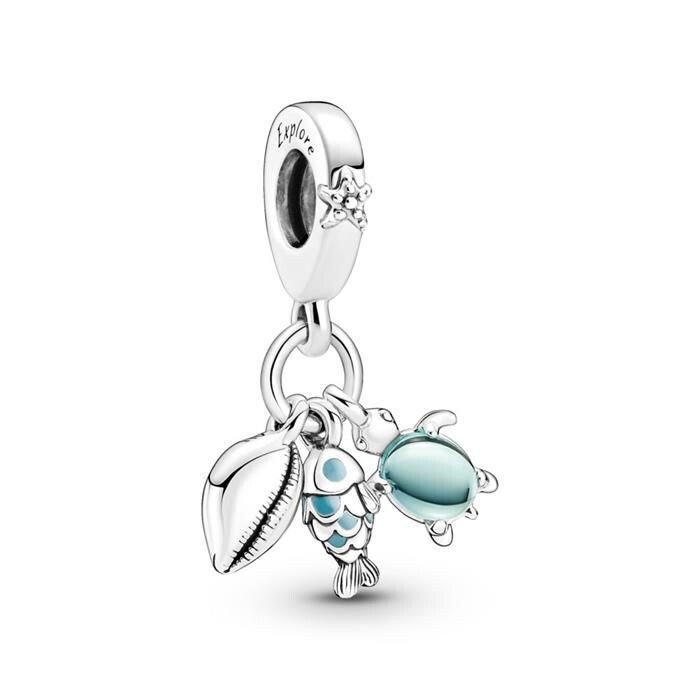 Charm  Pandora Colgante Triple Pez, Tortuga Marina y Concha