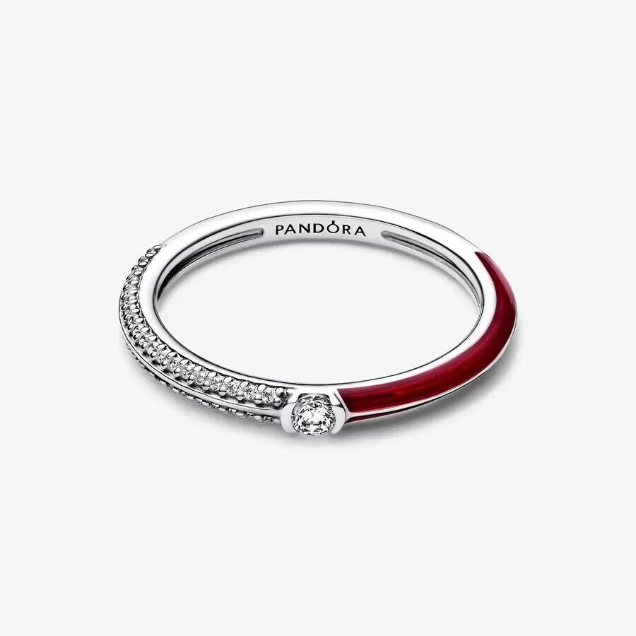 Anillo Pandora  Dual Rojo y Pavé de Pandora ME