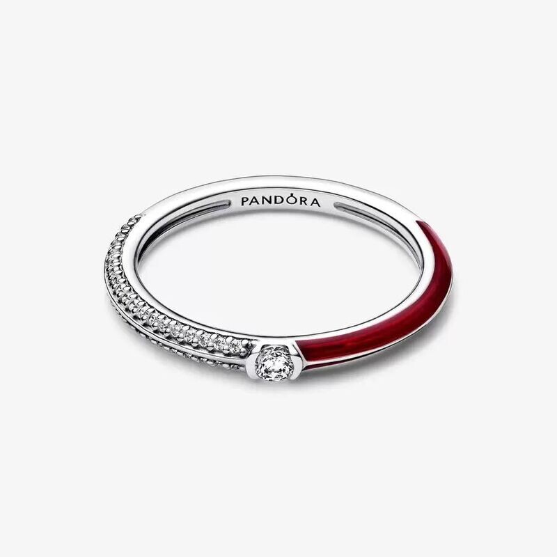 Anillo Pandora  Dual Rojo y Pavé de Pandora ME