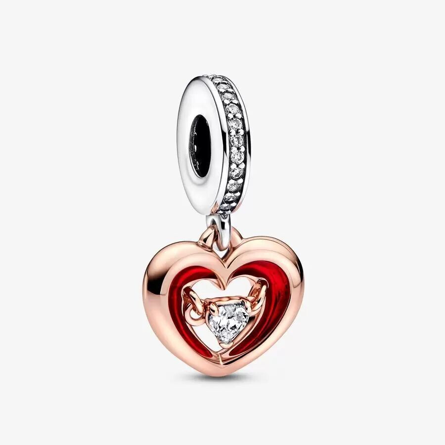 Charm  Pandora  Colgante Corazón Radiante en Dos Tonos