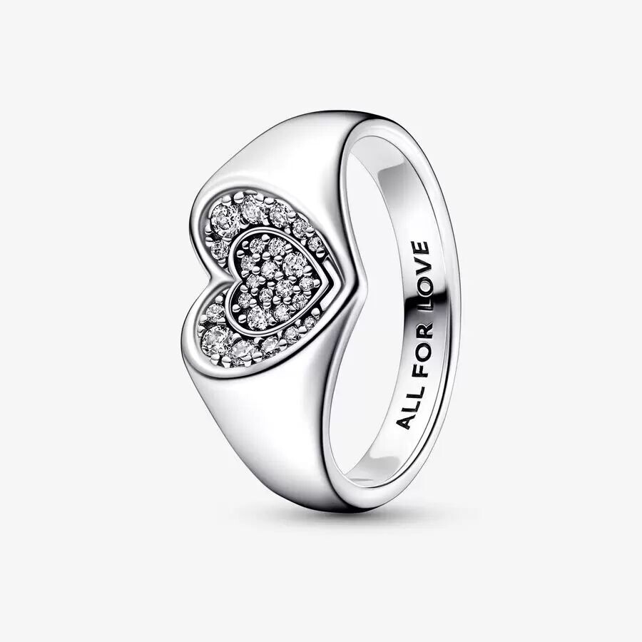 Anillo Pandora Sello Corazón Radiante en Pavé