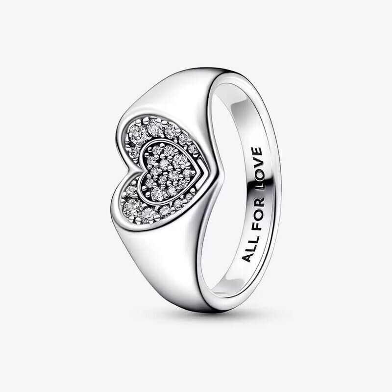 Anillo Pandora  Sello Corazón Radiante en Pavé