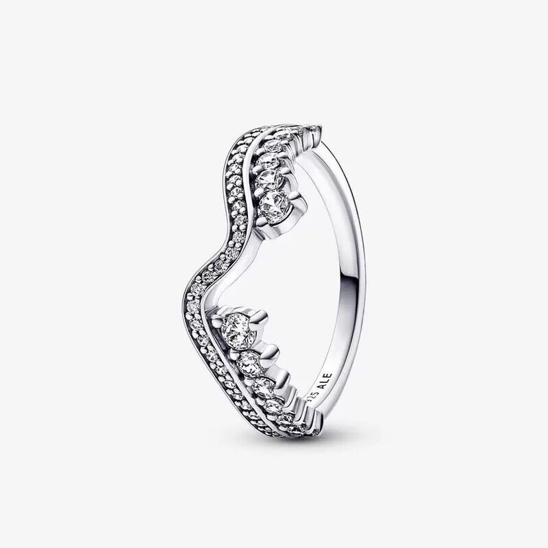 Anillo Pandora  Ola Asimétrica Brillante