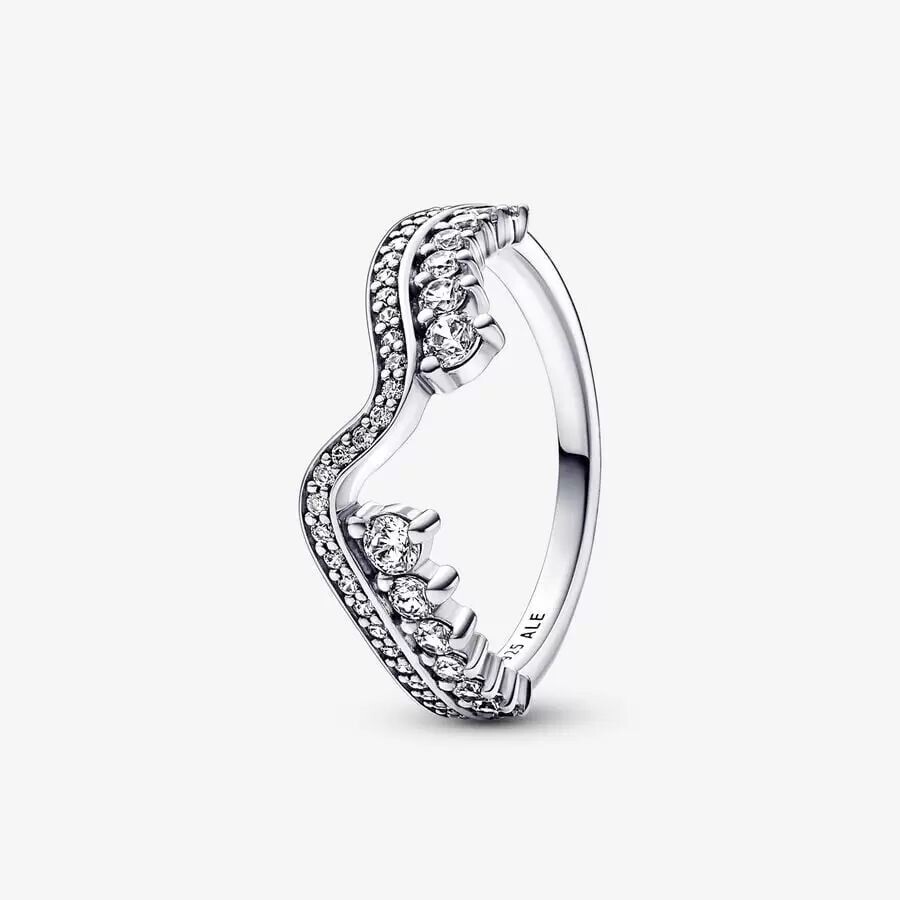 Anillo Pandora  Ola Asimétrica Brillante