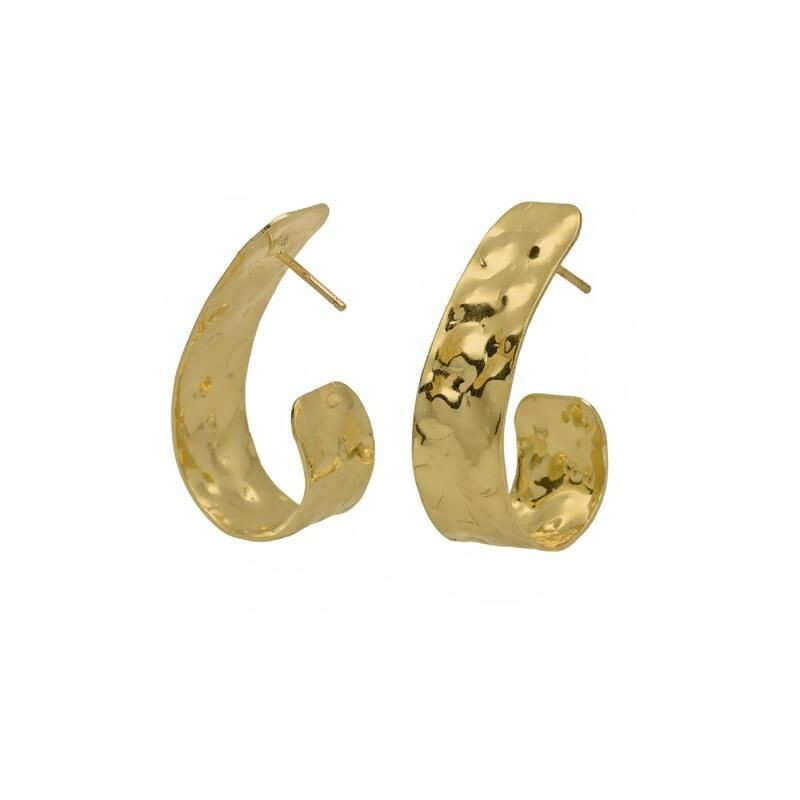 Pendientes Victoria cruz  aro textura bañados en oro