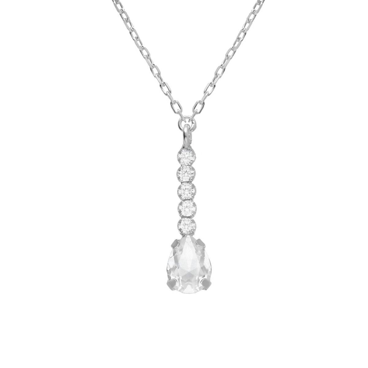 Collar victoria cruz  corto mini circonitas y lágrima crystal elaborado en plata