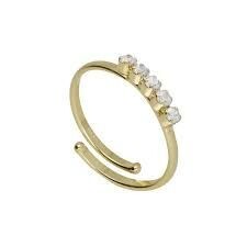 Anillo  Victoria Cruz ajustable mini circonitas crystal bañado en oro