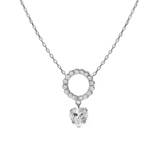 Collar Victoria Cruz  corto corazón y mini circonitas crystal elaborado en plata