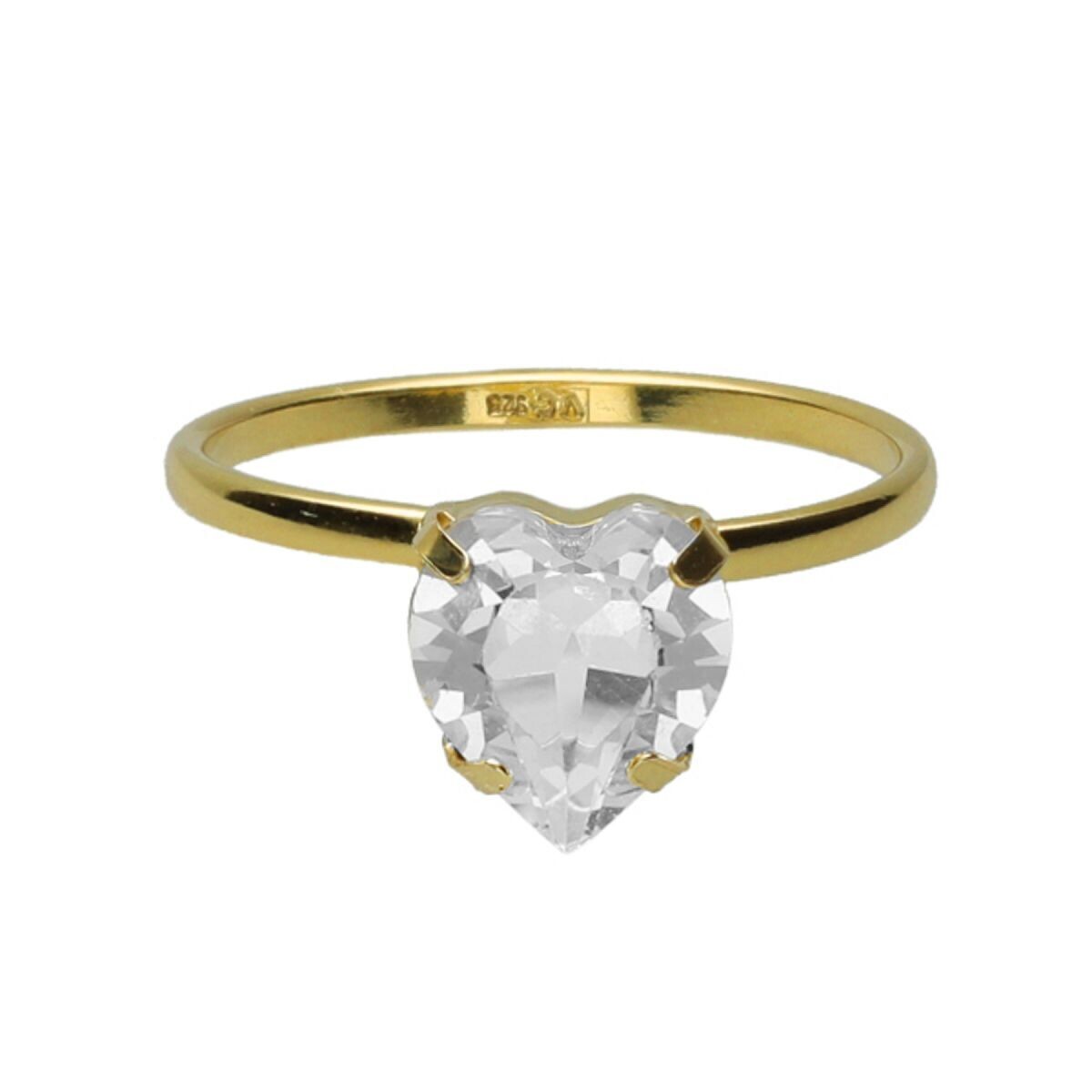 Anillo  Victoria Cruz ajustable corazón crystal bañado en oro