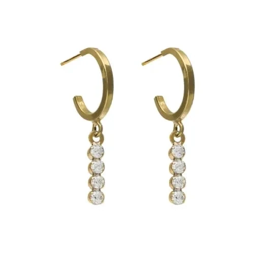 Pendientes Victoria Cruz  aro cascada circonitas crystal bañado en oro