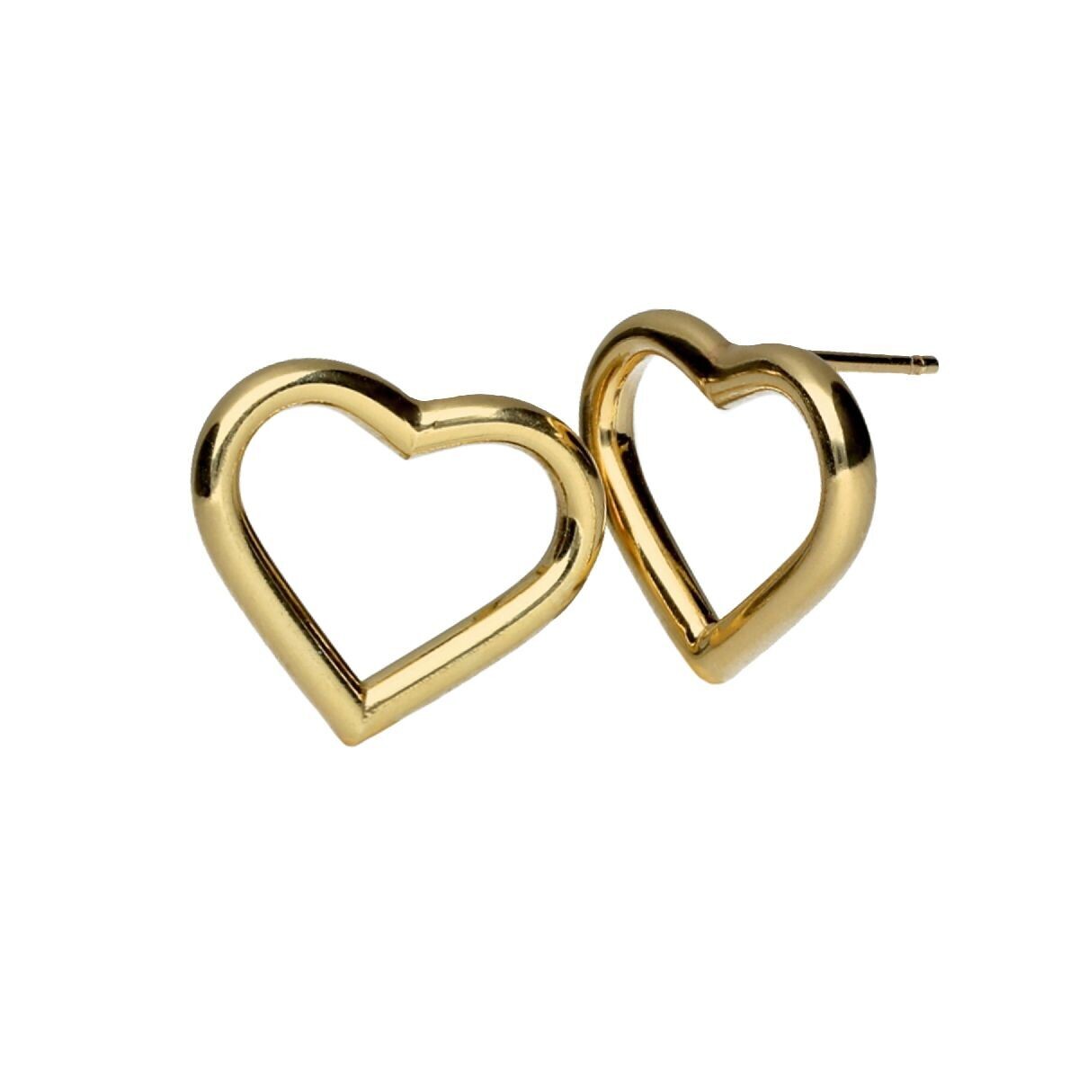 Pendientes Victoria Cruz  cortos corazón bañado en oro