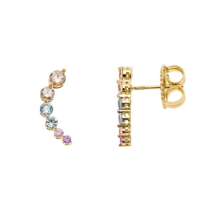 Pendientes Salvatore Mujer Plata Baño Oro y Circonitas Multicolor