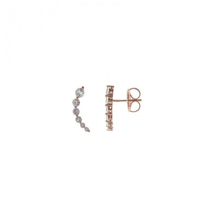 Pendientes Salvatore Mujer Plata Baño Rosa y 6 Circonitas Verde Aqua