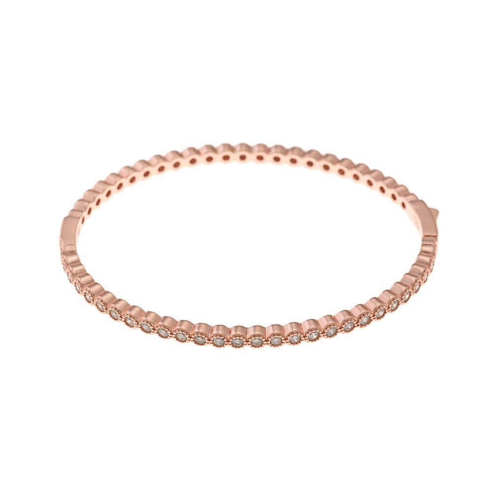 Pulsera Salvatore Plata  de caña en plata con baño rosado y circonitas ·