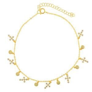 ​TOBILLERA  SALVATORE  PLATA CHAPADO DORADO