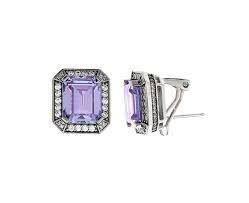 PENDIENTES SALVATORE  PLATA RODIO RECTANGULAR LAVANDA