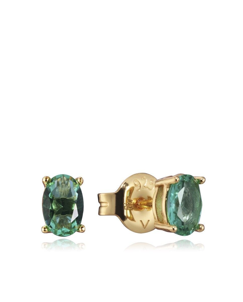 Pendientes  VICEROY Trend de plata de ley bañado en oro con cristal azul